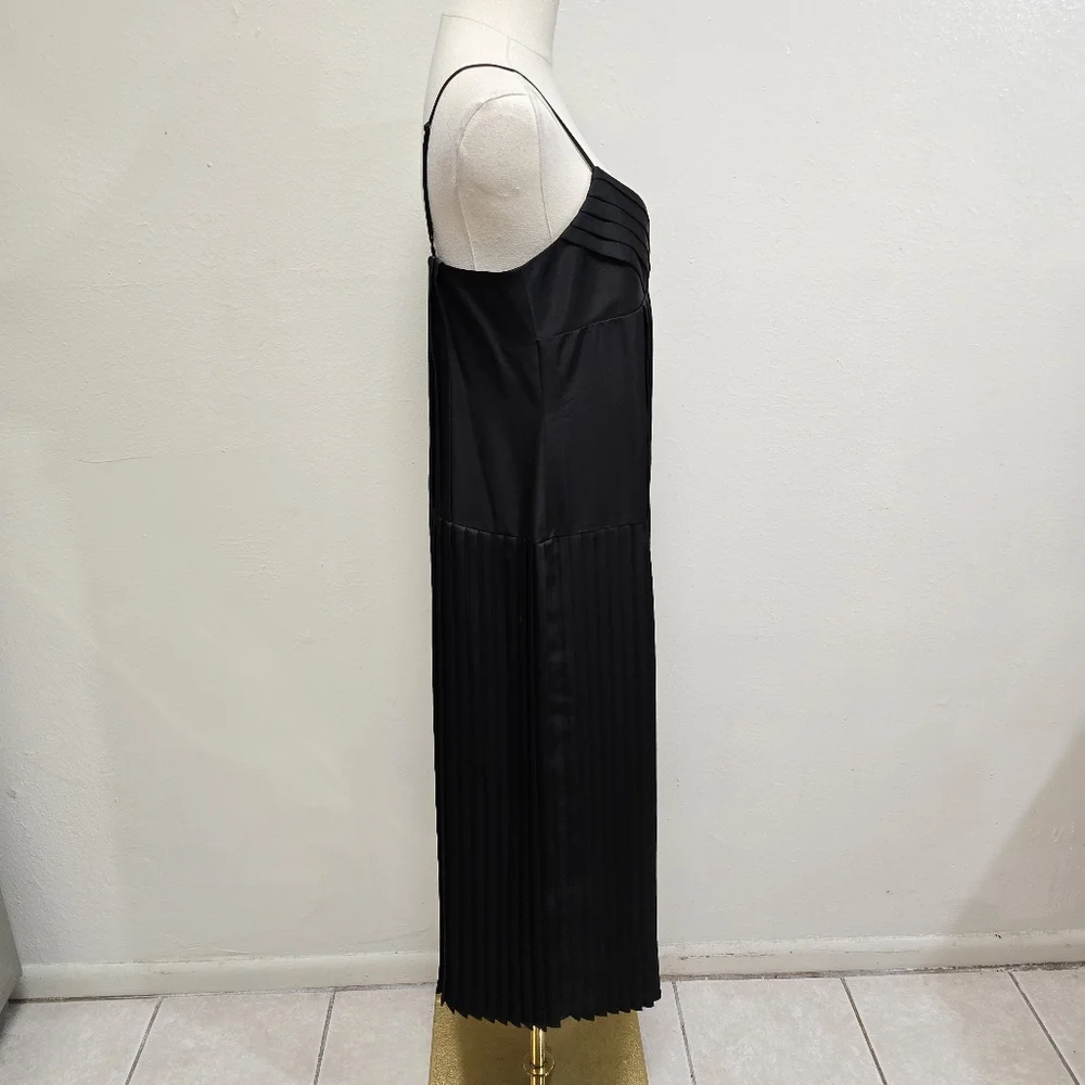 Rebecca Taylor Satin Pleated Slip Dress Black Size 8